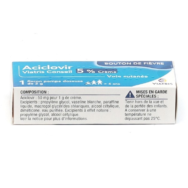 Aciclovir Viatris 5 % crème flacon pompe 2 g