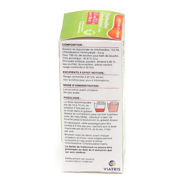 Chlorhexidine Chlorobutanol bain de bouche