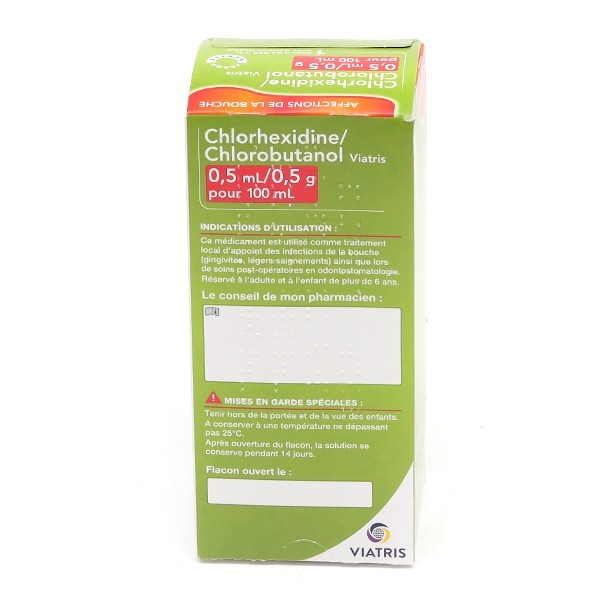 Chlorhexidine Chlorobutanol bain de bouche