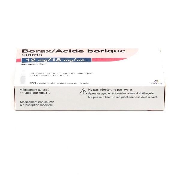 Borax Acide borique Viatris unidose pour lavage ophtalmique