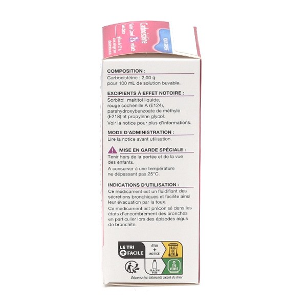 Carbocistéine 2 % Viatris sans sucre enfants sirop