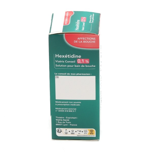 Hexétidine 0,1 % Viatris bain de bouche