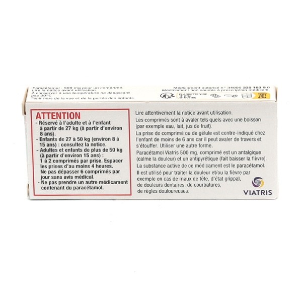 Paracétamol Viatris 500 mg comprimé