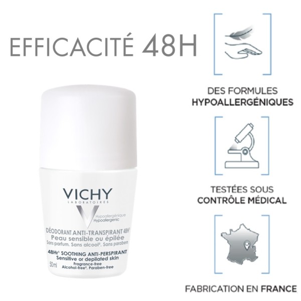 Vichy déodorant anti-transpirant 48 h bille
