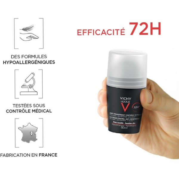Vichy Homme déodorant anti-transpirant 72 h bille