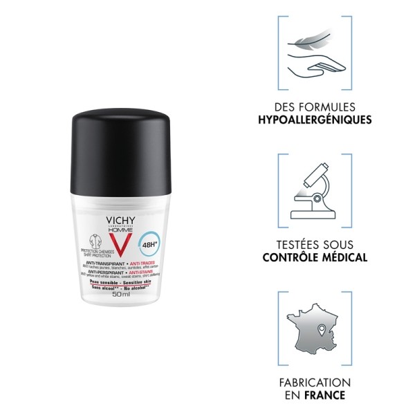 Vichy Homme déodorant bille anti-traces