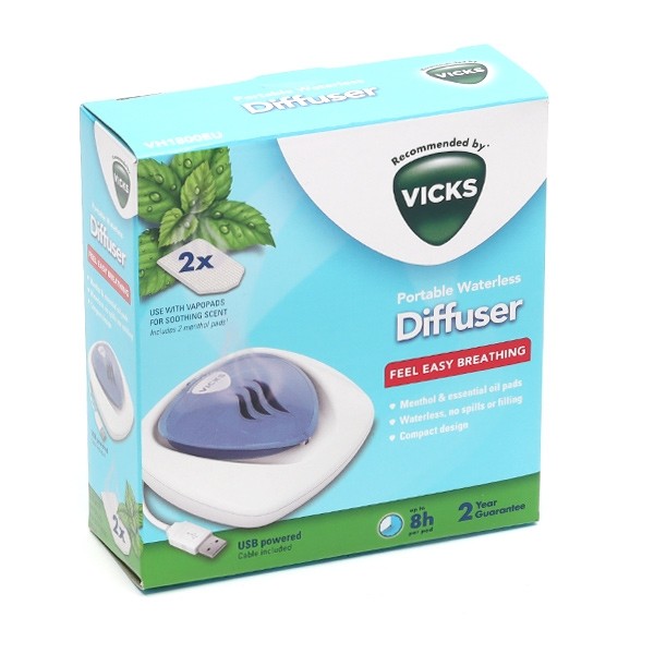 Vicks Diffuseur électrique USB portable Waterless Menthol