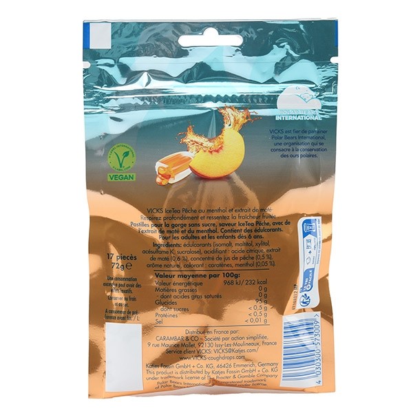 Vicks bonbons sans sucres IceTea Pêche