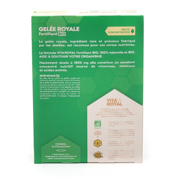 Vita'Royal Gelée royale  Fortifiant bio 1800 mg ampoules