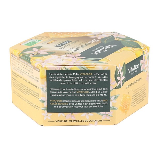 Vitaflor Gelée royale bio 2500 mg Bio immunité ampoules