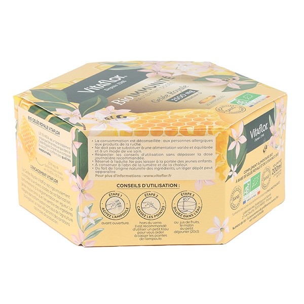 Vitaflor Gelée royale bio 2500 mg Bio immunité ampoules