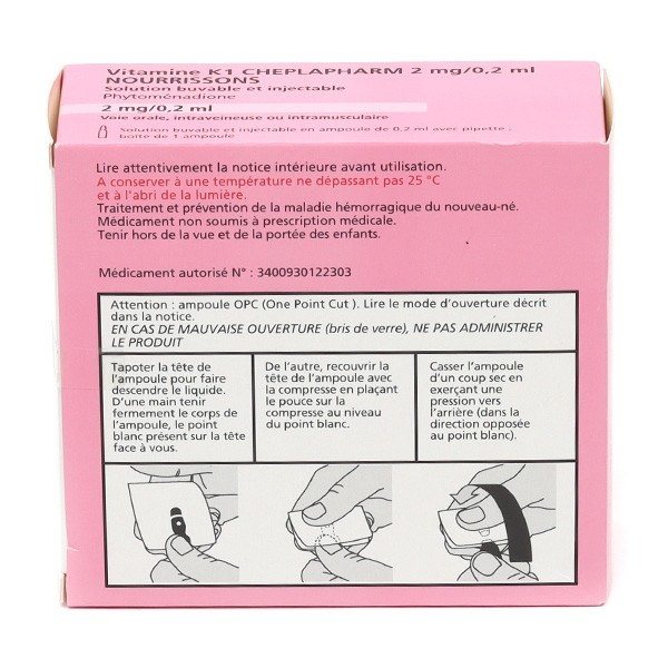 Vitamine K 1 bébé ampoule buvable