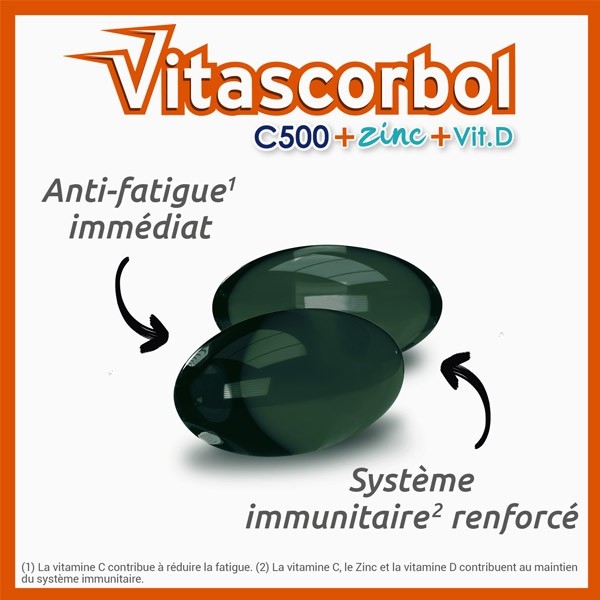 Vitascorbol Vitamine C 500 + Zinc + Vitamine D capsules