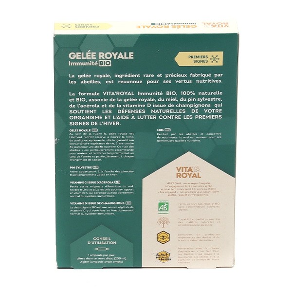 Vita'Royal gelée royale Immunité Bio ampoules