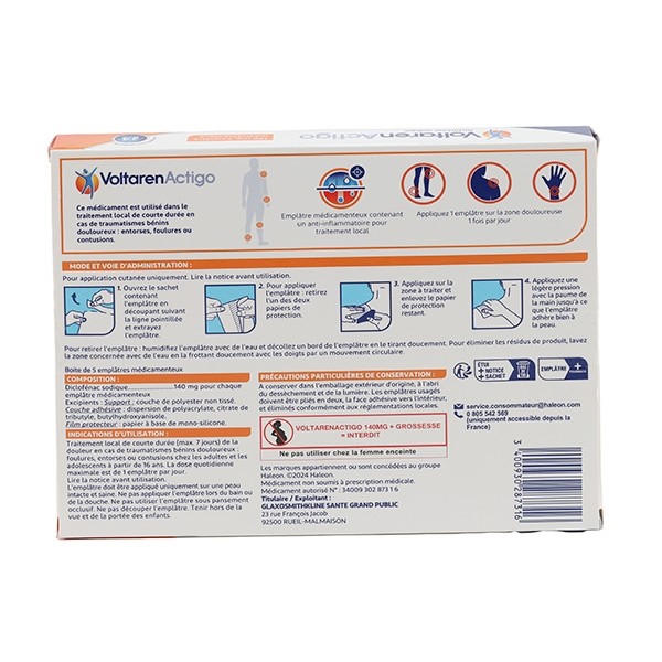 Voltaren Actigo patch anti inflammatoire
