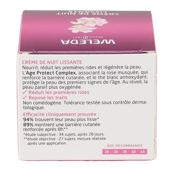 Weleda Crème de nuit lissante Rose musquée et Thé blanc Bio
