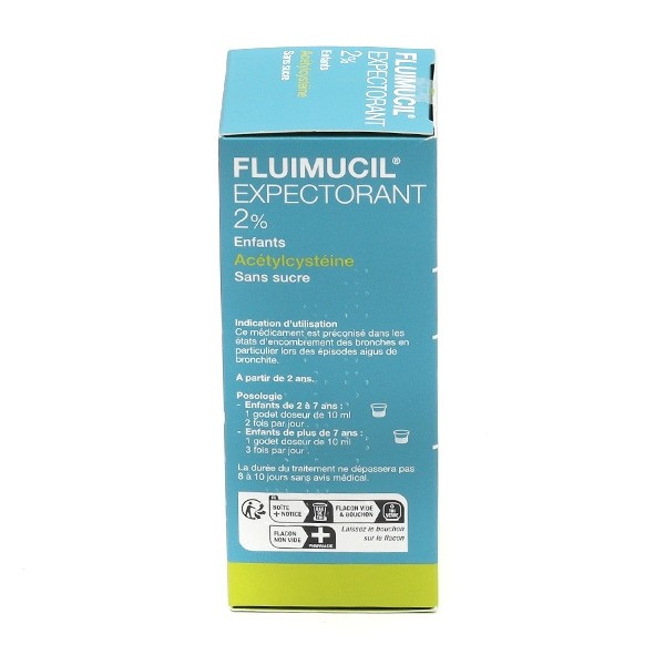 Fluimucil sirop expectorant 2 % enfants sans sucre