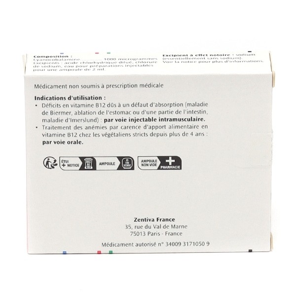 Vitamine B12 Delagrange 1000 µg/2 ml ampoules