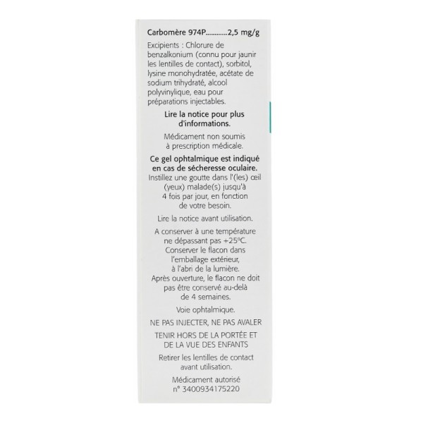 Siccafluid gel ophtalmique