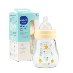 MAM Biberon verre Tétine plate débit lent 170 ml