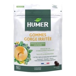 Gommes Gorge irritée Humer Menthe Eucalyptus sans sucre