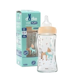 Dodie Biberon verre Tétine plate Débit moyen 270 ml