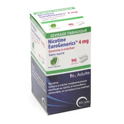 Nicotine 4 mg menthe sans sucre gommes EuroGenerics
