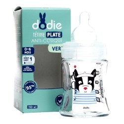 Dodie Biberon verre Tétine plate Débit lent 150 ml