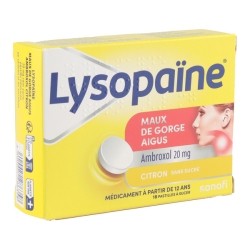 Lysopaïne Ambroxol citron sans sucre pastilles