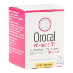 Orocal Vitamine D3 500 mg/1000 UI comprimés à croquer