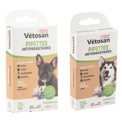 Pipettes anti puces répulsives pour chien Vétosan Clément Thékan