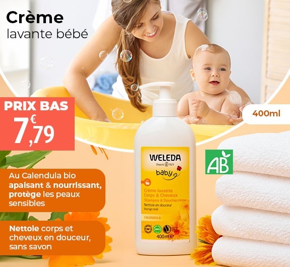Prix bas crème lavante Calendula bébé Weleda bio