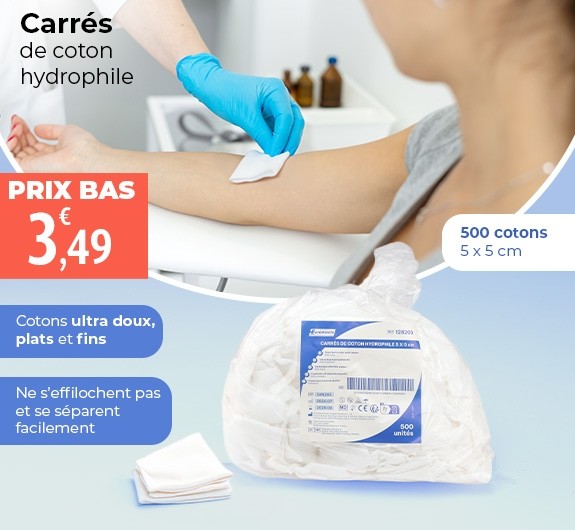 Prix bas Euromedis Carrés de coton hydrophile