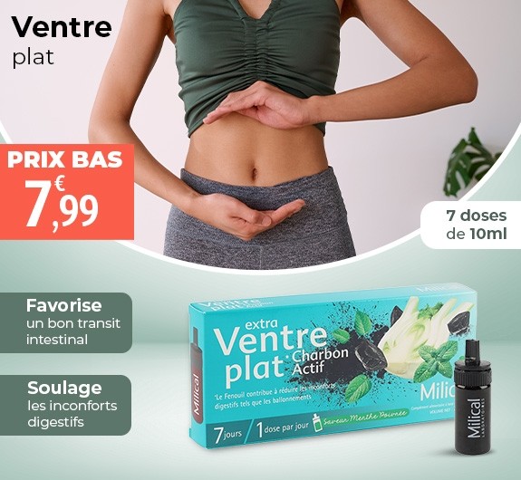 Prix bas Milical ventre plat Charbon actif
