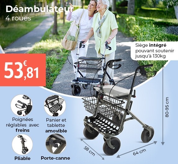 Mea Déambulateur 4 roues avec panier