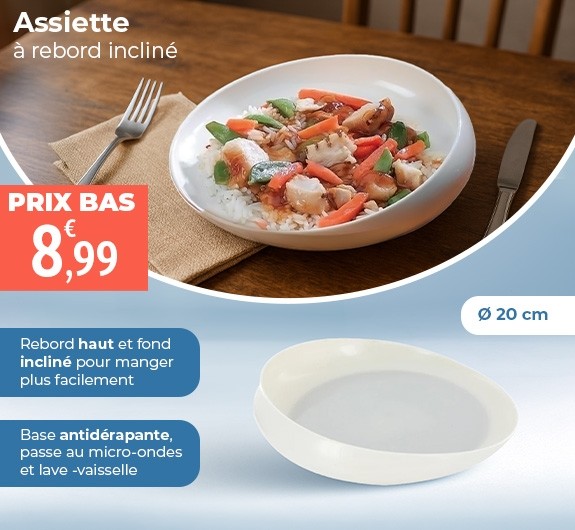 Prix bas Assiette ronde à rebord incliné