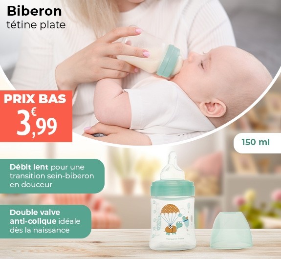 Prix bas Dodie Biberon Tétine plate débit lent 150 ml