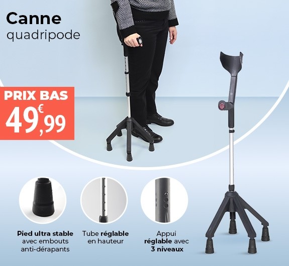 Prix bas Canne anglaise quadripode