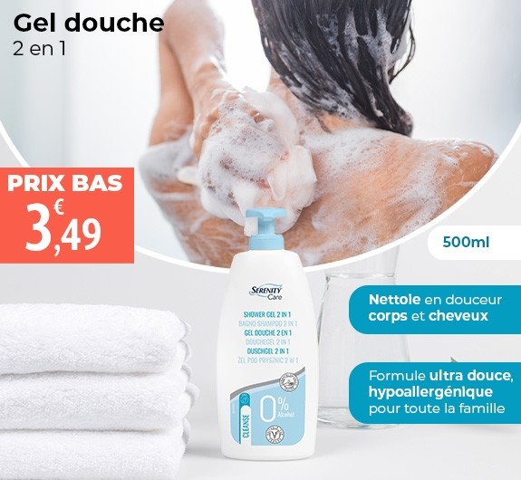 Prix bas Serenity Care gel douche 2 en 1