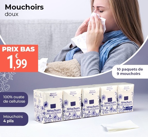 Prix bas Paquets de mouchoirs en papier compact Euromedis