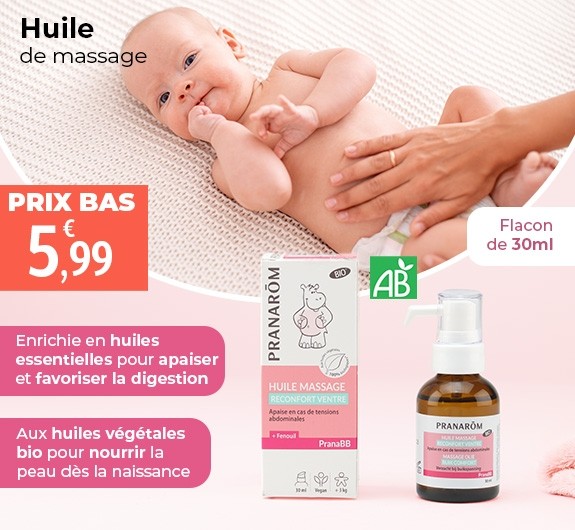 Prix bas Pranarom PranaBB huile massage réconfort ventre Bio