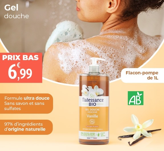 Prix bas Natessance gel douche douceur vanille bio